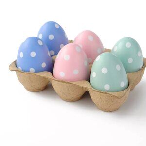 New in package! Target Bullseye Playground set of 6 Wooden Eggs w/ polka dots